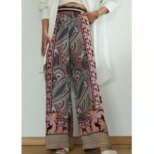 Maeve Paisley Wide Leg Flowy Pants, S